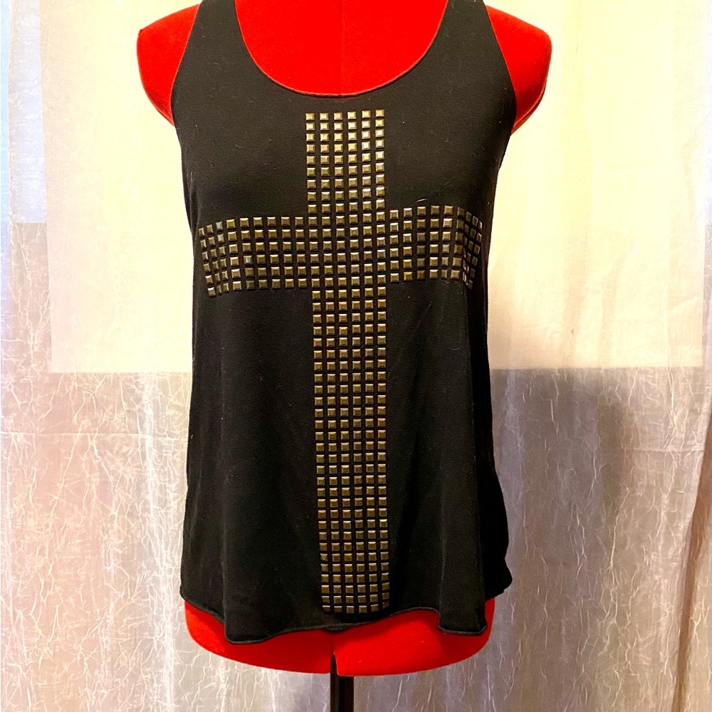 Bear Dance Black and Gold Embellished Sleeveless Tank